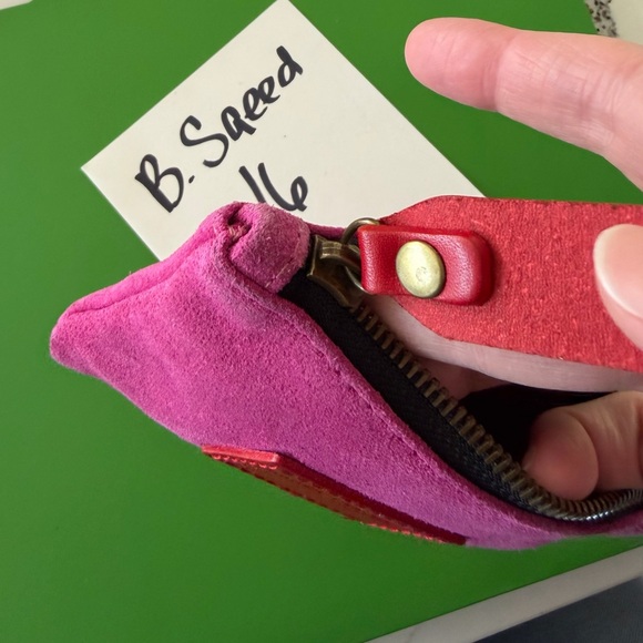 Parker Thatch Pink Suede Women's Clip on small zipper pouch - Picture 7 of 9